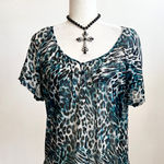 Apt. 9 Leopard Print Mesh Top Y2K 2000s Animal Print Grunge Edgy Rockstar Small Photo 0