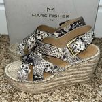 Marc Fisher Alenni Snake Skin Natural Espadrille Wedge Sandals Size 8 Photo 0