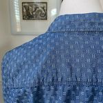 Talbots Pattern Chambray Button Up Shirt Blue M Photo 3