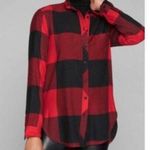 Athleta Heat Gen 2.0 Button Down Flannel Top Long Sleeve Buffalo Plaid Red XS Photo 1