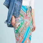 Anthropologie Maeve Bette Silk Wrap Print Skirt Photo 1