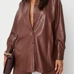 Missguided Brown Faux Leather Shacket Photo 0