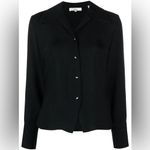 Vince fitted shaped collar blouse size 8 in black NEW business casual pearl Photo 3