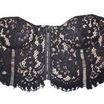 Lulus NWOT Womens Black Cream Nude Lace Strapless Bandeau Crop Top Size Small S Photo 0