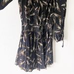 ALC Frank A.L.C. Rory Pleated Palm Leaf Printed Silk Mini Dress in Brown Multi Photo 3