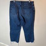 Loft  Curvy High Waist Straight Crop Jeans Distressed Raw Hem Blue Size 33‎ Photo 2