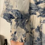 Anthropologie BHLDN Long Sleeve Chiffon Blue Floral Maxi Dress Size Medium Photo 5