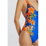 Desigual 💕💕 Cancun One Piece Swimsuit ~ Tropical Blue Floral Pattern NWT Photo 4