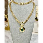 Givenchy Long Gold Plated Emerald Necklace Photo 1