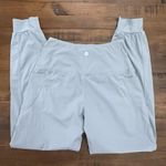 VIODIA WOMENS Small PULL ON JOGGERS ATHLEISURE BLUE GRAY BANDED BOTTOM POCKETS Photo 3