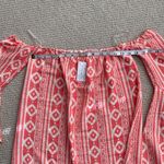 Rachel Kate  Cold Shoulder Blouse Geo Print Bell Sleeve Top Small Pink Cream NWT Photo 6