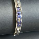 Women’s vintage silver‎ tone/blue patterned bangle bracelet one size Silver Photo 2
