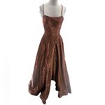 Madison James  metallic lace up back slit front gown sz 0 Photo 1