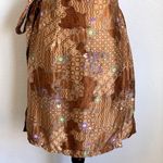 Vintage Portobello Satin Floral Geometric Mini Wrap Dress in Bronze Size undefined Photo 3