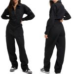 Good American NEW  Cotton Long Sleeve Flight Suit In Black Photo 1