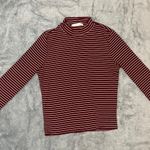 Gaze USA Gaze Maroon And White Stripes Long Sleeve Mock Neck T-shirt Photo 1
