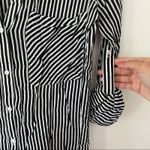 ZARA  Basic Black and White Striped Button-Down Blouse Roll Sleeves XS Photo 2