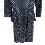 Vintage Polka Dot Navy Blue Blazer Skirt Suit Set Womens Made in USA Medium Photo 4