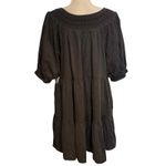 Old Navy NEW Size XL Smocked Embroidered Tiered Babydoll Dress Panther Grey Photo 1