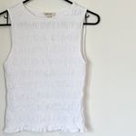 Madewell NWT White Sachi Smocked Cotton Linen Blend Boatneck Tank - Extra Small Photo 2