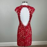 Aidan Mattox  Red Lace Deep V Open Backless Colorful Cocktail Party Dress Size 12 Photo 5