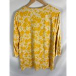 Lands' End  Floral Print 3/4 Sleeve Yellow Crochet Detail Blouse Size XL Photo 4