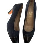 Salvatore Ferragamo Vintage  Leather/Patent Pumps Dark Blue Navy black Size 8 AAA Photo 0