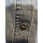 Snowman Jean Shirt Endless Design Women’s Medium Winter Tree Blue Button Down Photo 5
