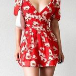 Urban Outfitters  Lula red floral V neck romper Photo 0