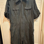 New York & Company Gray‎ Denim Shirt Dress Size 14 Short Sleeve Casual Career Gray Photo 0
