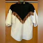 Vintage Lilia Smitty Fringe western gold detail shirt M White Size M Photo 5