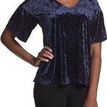Bobeau Flutter Sleeve Velvet Top -Navy- Size Small- NWT Photo 0