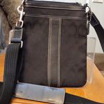 Coach Black Signature C Jacquard & Leather Crossbody Swingpack Bag Photo 0