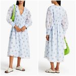 Ganni ππ Organza Printed Smock Dress ~ Heather Blue Floral Print EU 34 NWT Photo 6