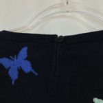 Talbots  | Petite 3/4 Sleeve Sweater Navy Butterfly Print Cotton Blend Womens LP Photo 5