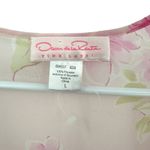 Oscar de la Renta  Size‎ Large Long Sleeve Robe Pink Floral Print Semi Sheer Photo 4