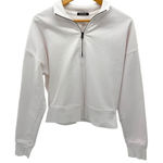 Talentless  Cropped Quarter Zip Sweatshirt White Minimal Luxe Cotton Size S Photo 0