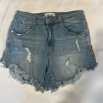 Distressed Tricot Denim Shorts Photo 0