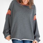 Natural Life Women’s Knit Trim Sweatshirt Grey Red Embroidery Size Small Medium Photo 1