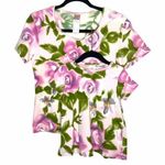 Vintage: Oilily ♔ Mommy + Me Floral Stretch T Shirts Tops ♔ Pink ♔ Medium / 12MO Photo 0