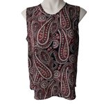 Tommy Hilfiger Navy Paisley Crew Neck Sleeveless Blouse Photo 3