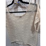 American Eagle Outfitters Lace Sheer Overlay Top Short Sleeve Scoop Neck Beige Photo 2