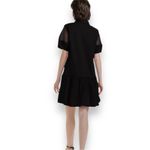 S•Deer Black Gothic Classic Solid Mesh Sleeve Mini Shirt Dress Photo 1