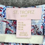 Saint Tropez West St Tropez West Tank Top Womens M Blue Red Paisley Floral Split Neck Summer Boho Photo 9