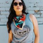 Harley Davidson Motorcycles Women’s Ribbed Ultra Classic Skull Tank Top Gray XL Photo 0