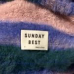 Sunday Best Striped V Neck Kitten Cropped Sweater Size S Purple Photo 3