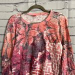 Before + Again Red White Floral Graphic Longsleeve Top S Y2K Relaxed Vibrant Orange Photo 4