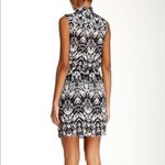 Parker Surplice Drape Neck Black White Sleeveless Mini Dress Photo 1