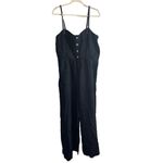 Madewell NWT Sleeveless Wide-Leg Jumpsuit in 100% Linen Black 14 *Broken Zipper* Photo 3