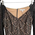 Dress the Population  Off the Shoulder Black Nude Blouson Sleeve Lace Dress NWT Photo 6